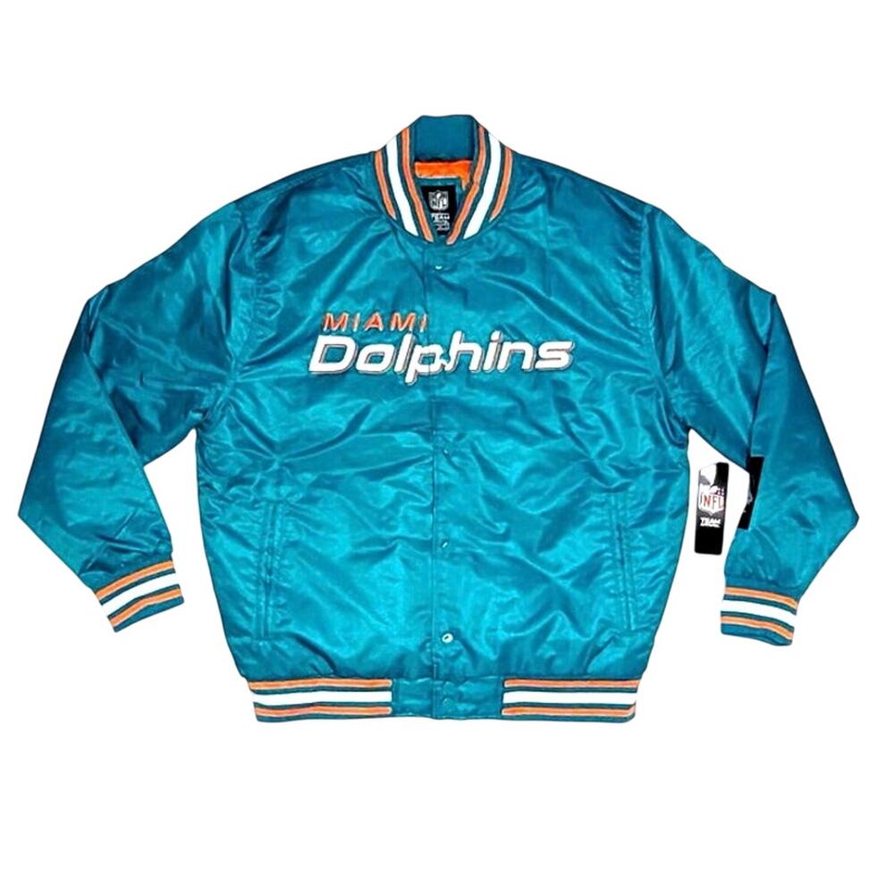 Miami Dolphins NFL Team Apparel Varsity bomber Jacket SzL NWT fresh look